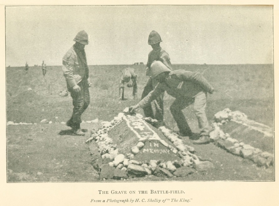 THE GRAVE ON THE BATTLEFIELD. From a Photograph by H. C. Shelley of "The King."