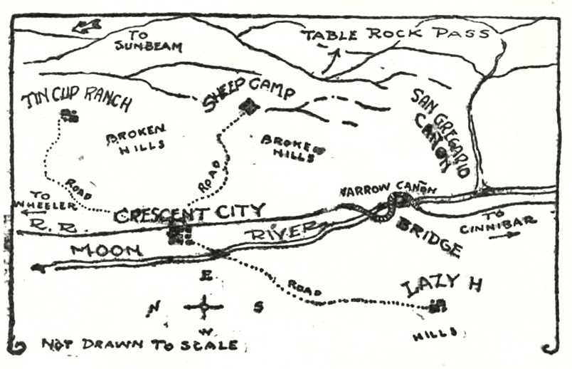 Map of Crescent City and surrounding ranches