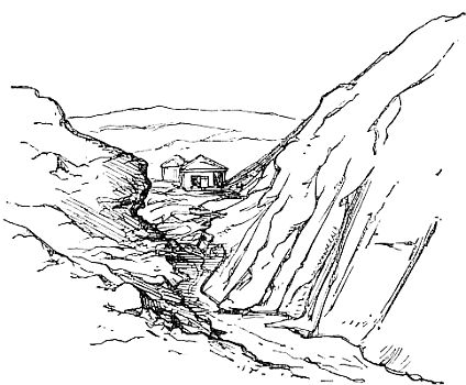 a deep gully