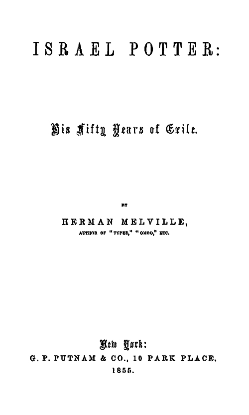 Title page Israel Potter: His Fifty Years of Exile