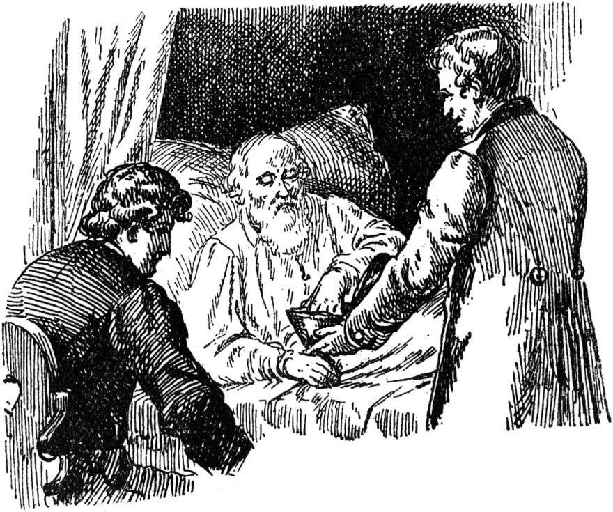 Albrechts Vater verteilt   seine Güter.