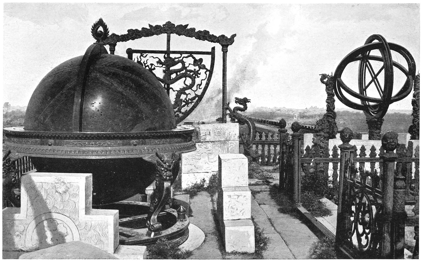ANCIENT BRONZE ASTRONOMICAL INSTRUMENTS ON THE CITY WALL, PEKING