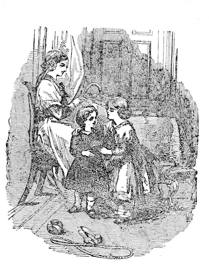 Woman with two small children