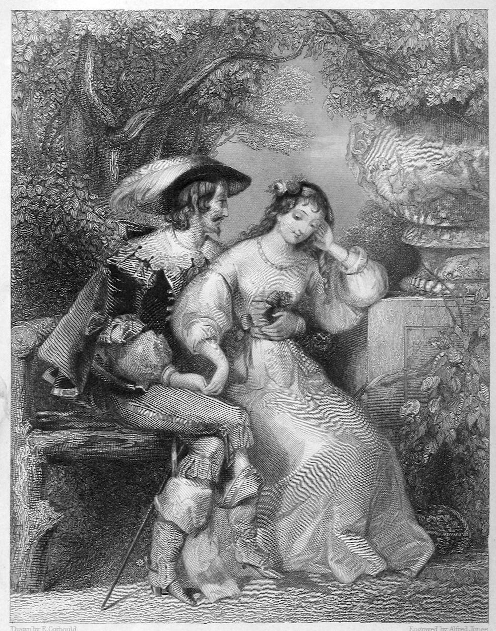 a man and woman seated on a bench