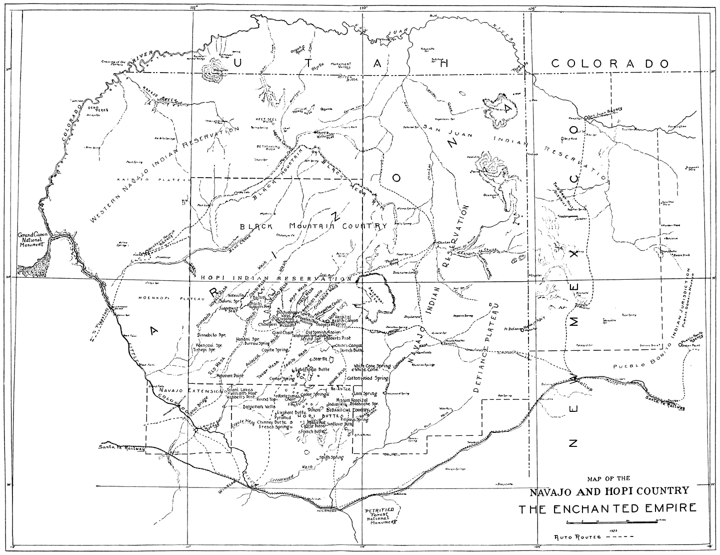 MAP OF THE NAVAJO AND HOPI COUNTRY THE ENCHANTED EMPIRE