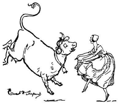 [Woman and cow dancing