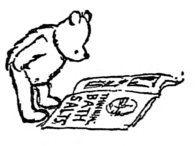 [Teddy bear peering at newspaper]