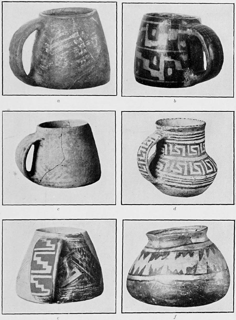 Decorated vase and mugs