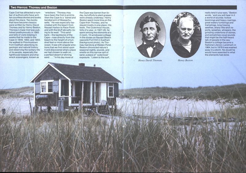 (Portraits of Thoreau and Beston.   The Beston beach house.)