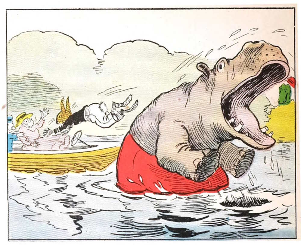 Hippo near boat