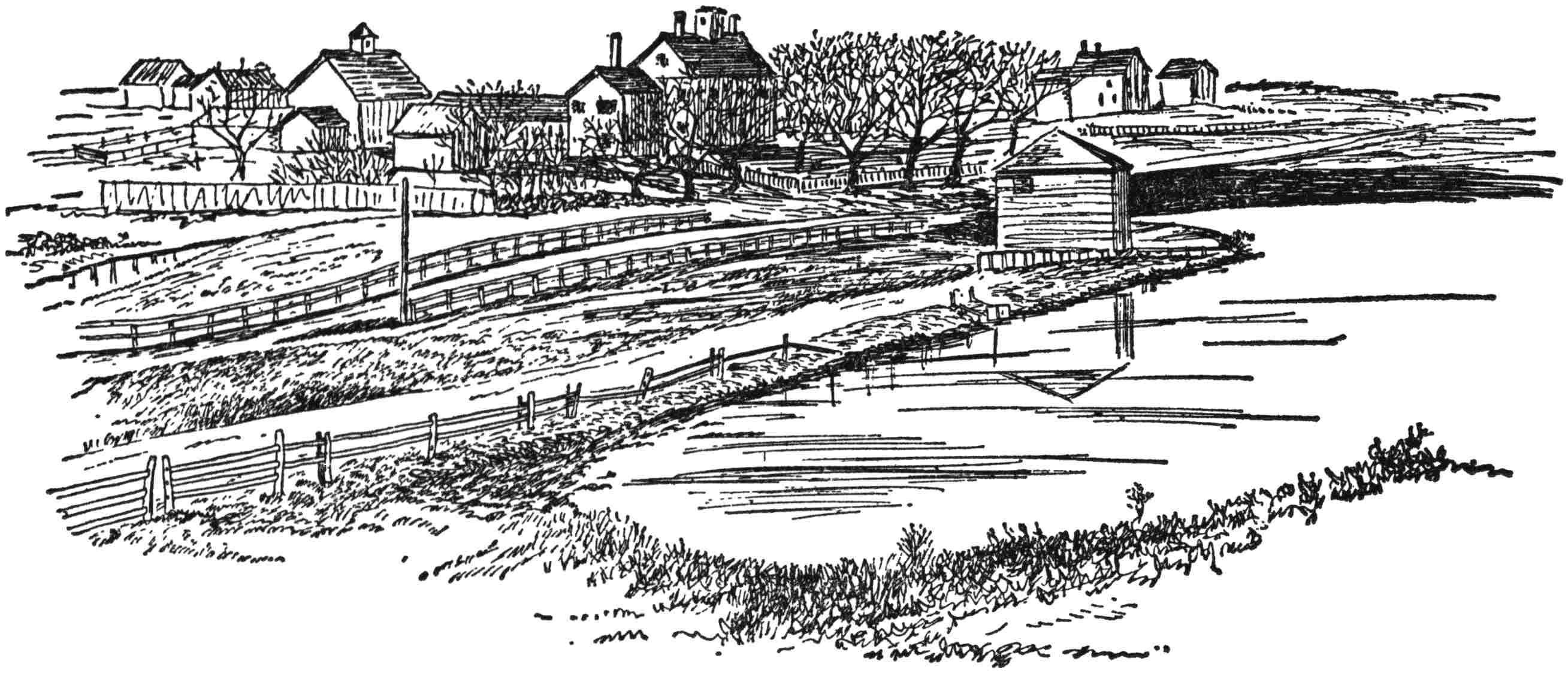 sketch of the mill and town