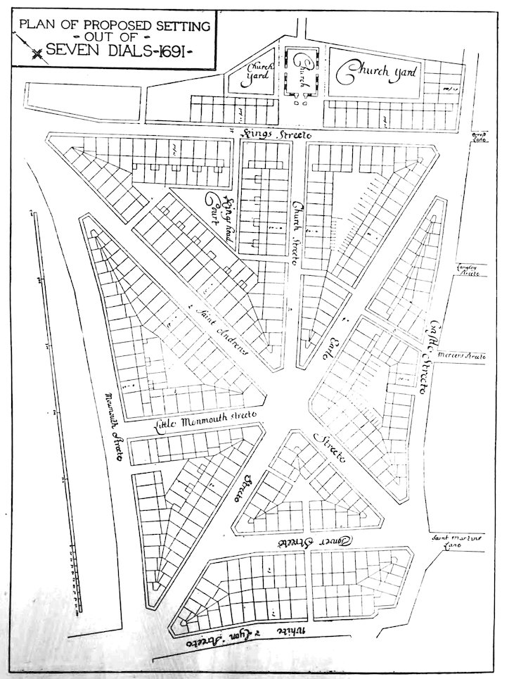 PLAN OF PROPOSED SETTING OUT OF SEVEN DIALS 1691