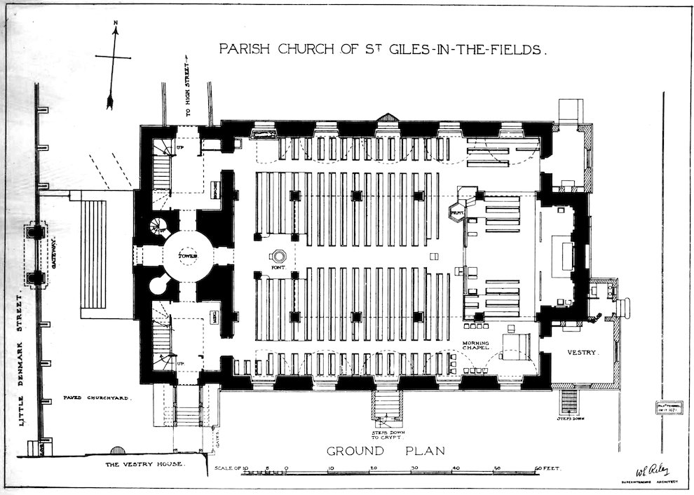 PARISH CHURCH OF S<sup>T</sup>. GILES-IN-THE-FIELDS. GROUND PLAN