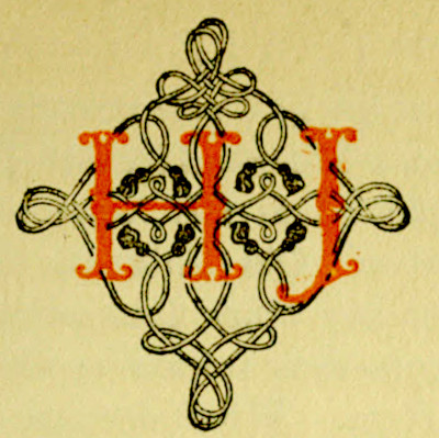 Decorative illustration with initials HJ
