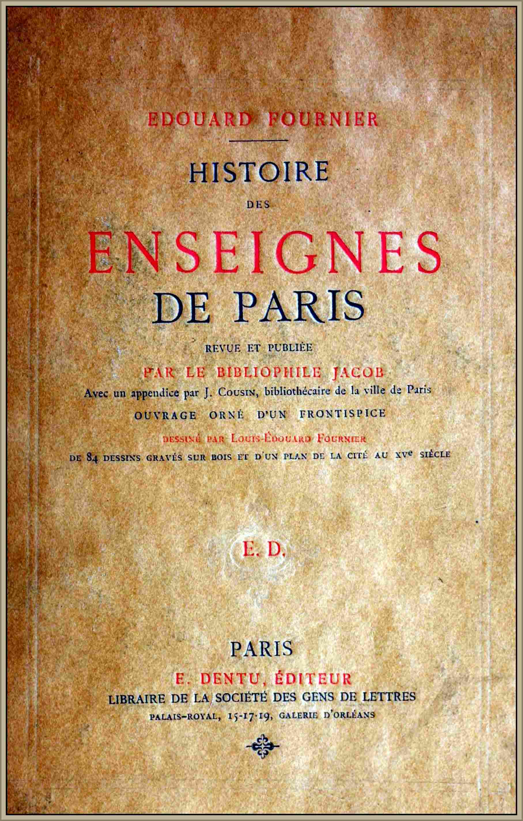 The Project Gutenberg eBook of Histoire des Enseignes de Paris.