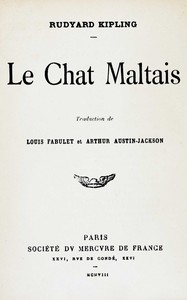 Le chat maltais, Rudyard Kipling, Arthur Austin-Jackson, Louis Fabulet