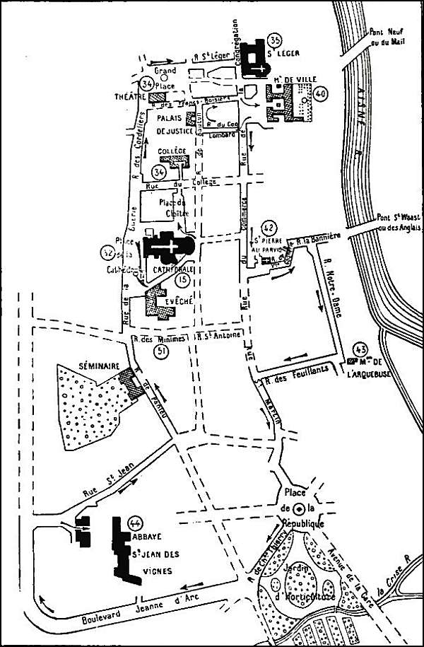 Map showing the starting point by the Cathedral.