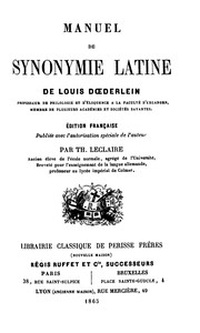 Manuel de synonymie Latine, Ludwig von Döderlein, Théophile Leclaire