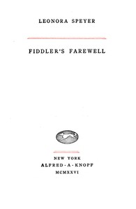 Fiddler's farewell, Leonora Speyer