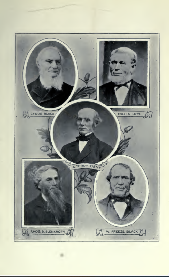Cyrus Black, Moses Lowe, A. Torry Bent, Amos S. Blenkhorn, and W. Freeze Black.