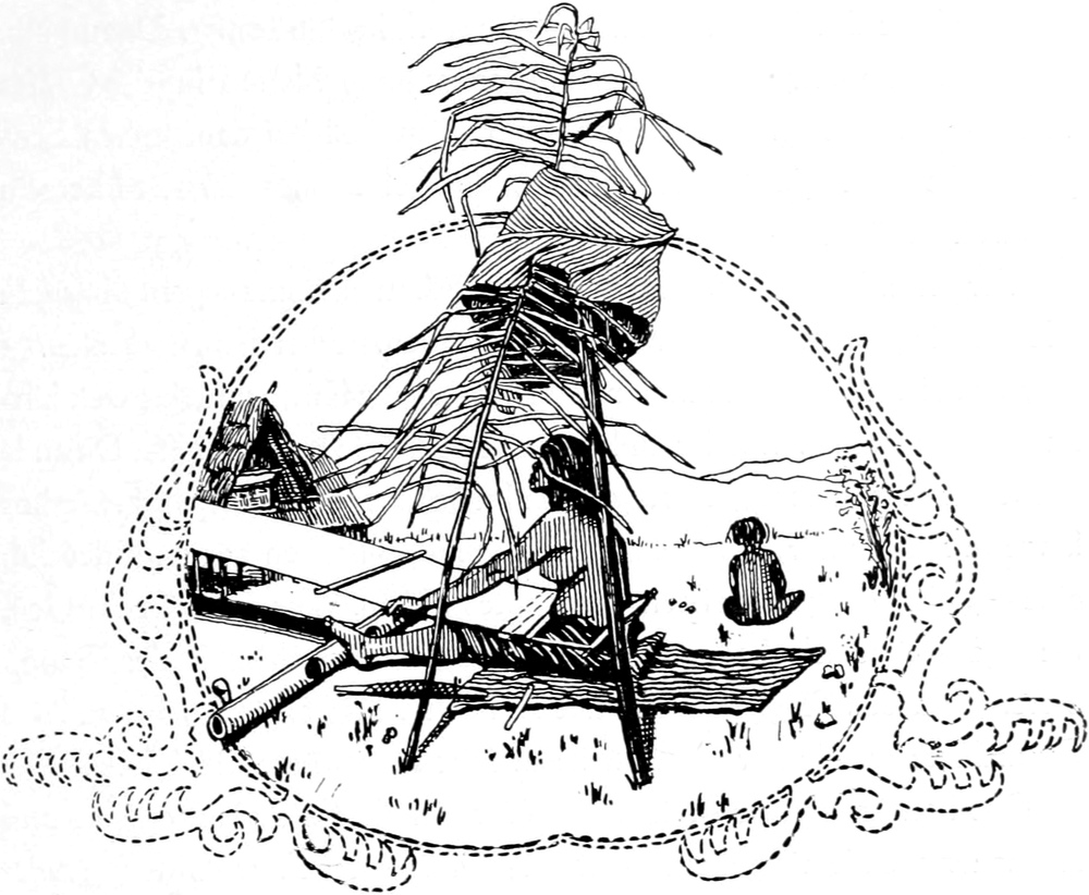 Kopfvignette:   Weberin unter einem Sonnenschutz