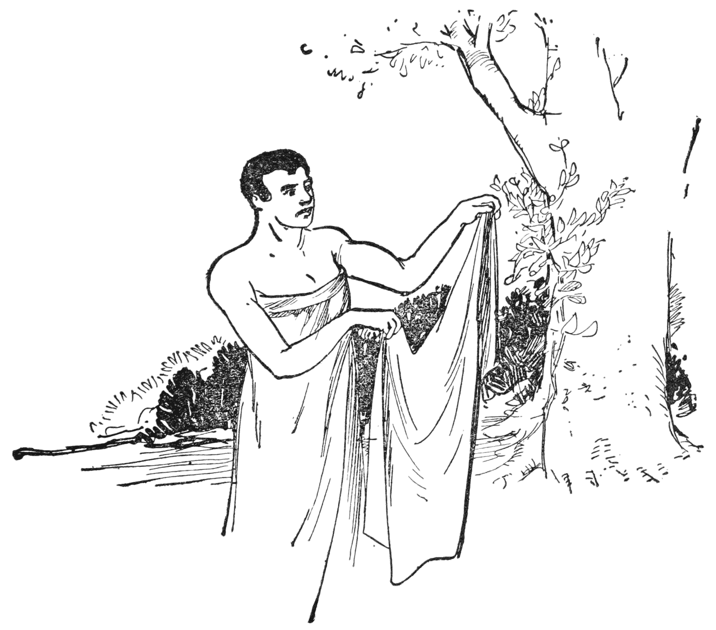 A kind of coarse cloth made of bark