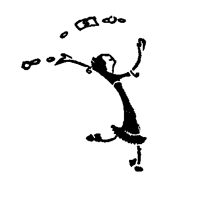 Drawing of woman dancing with money