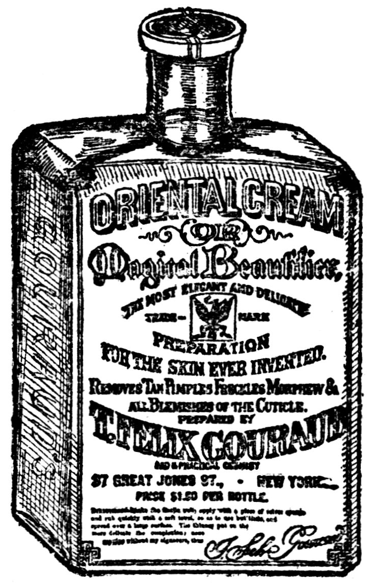 Bottle with label: Oriental Cream, the Magical Beautifier