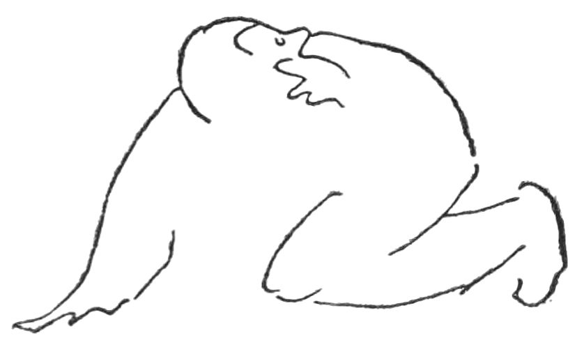 Sketch of man kneeling, looking back over his shoulder