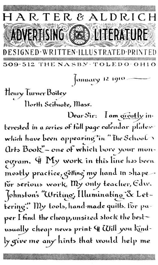 Handwritten page with a decorative banner