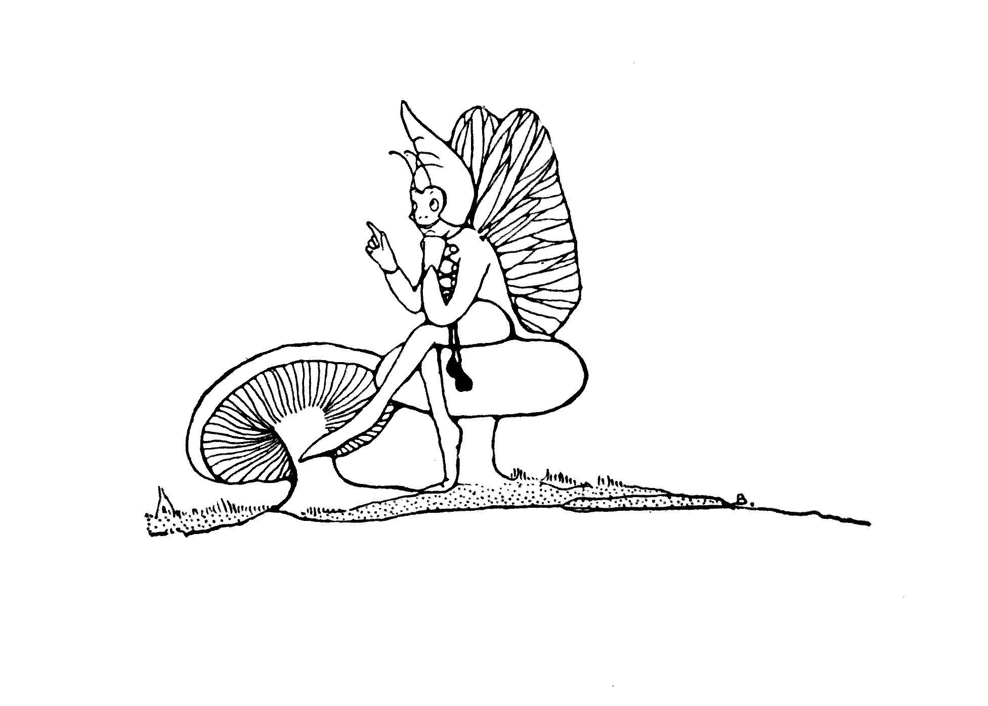 elf, sitting on a mushroom