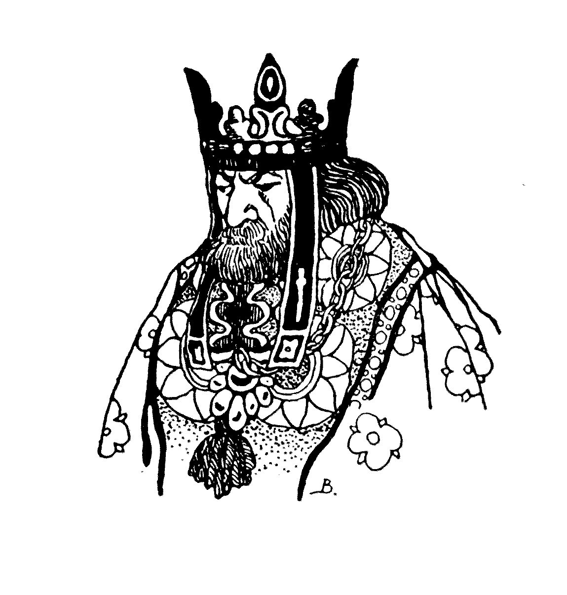 bearded man wearing a crown