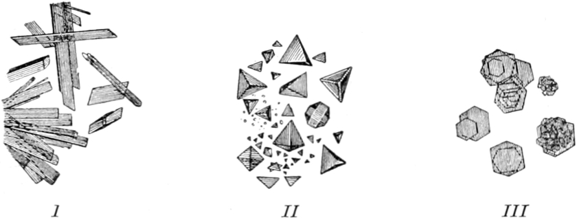 Drei verschiedene Hämoglobinkristalle