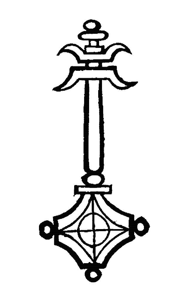 An elaborate drawing that looks something like a key.