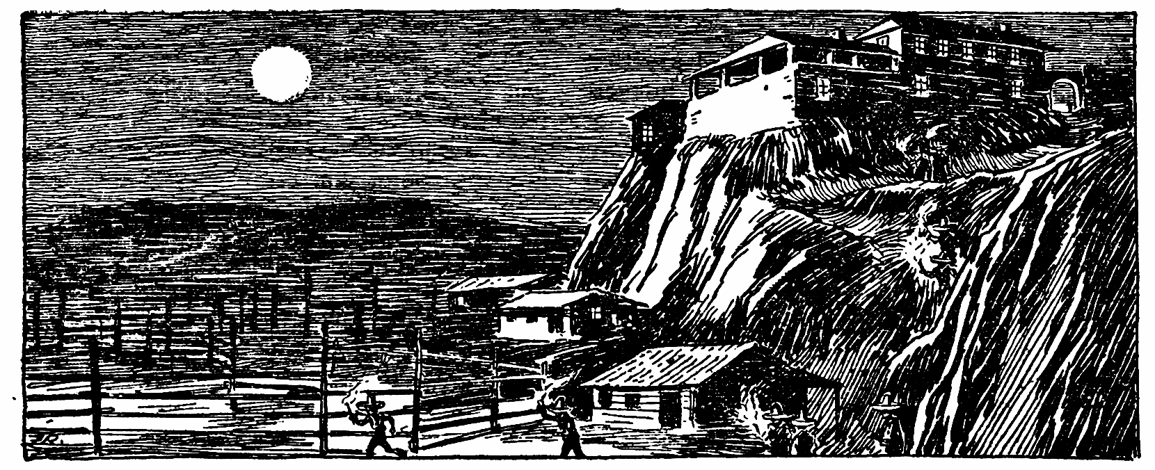 a Mexican mansion at night