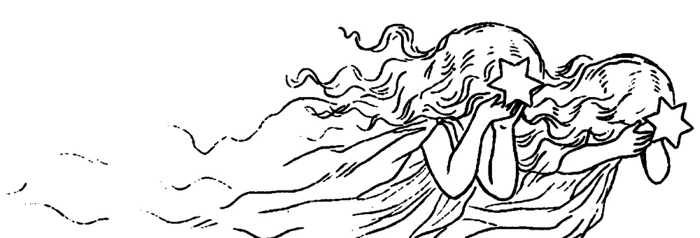 Star children shade their eyes from the sun's bright light