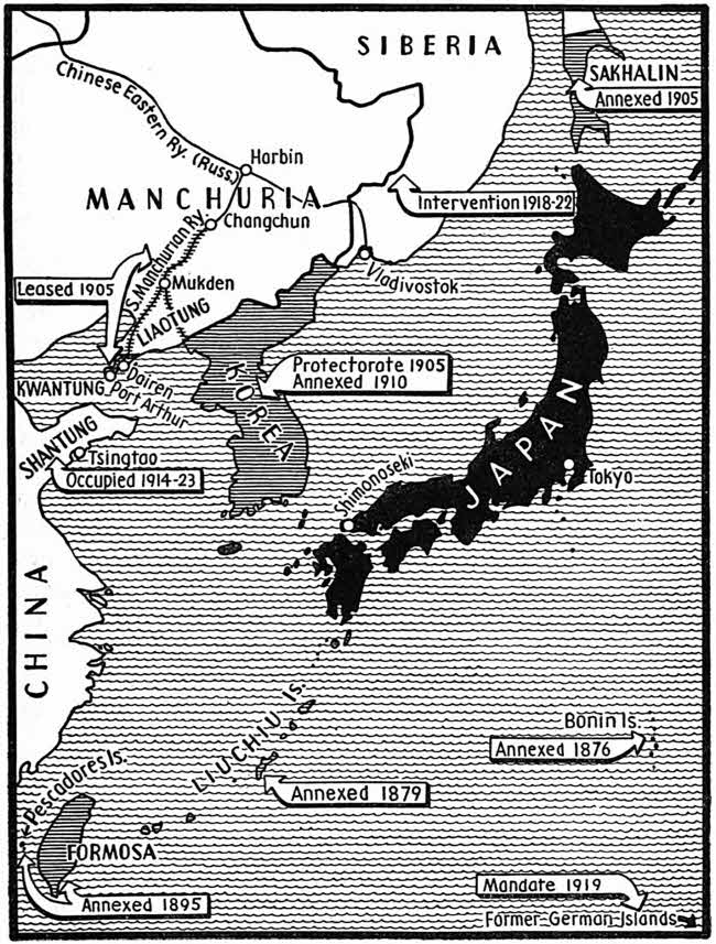 This map shows Japan and its tributaries.