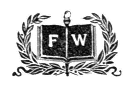 Icon of an open book with the letter F on the verso and W on the recto. The book is surrounded by a laurel wreath.