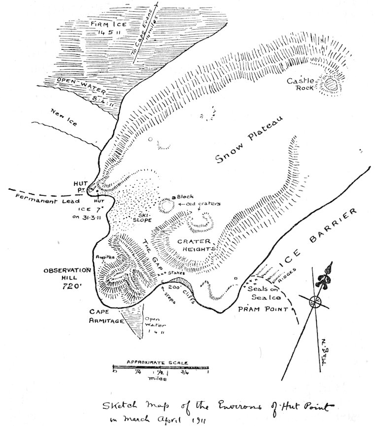 Sketch-map of the Environs of Hut Point in March April 1911