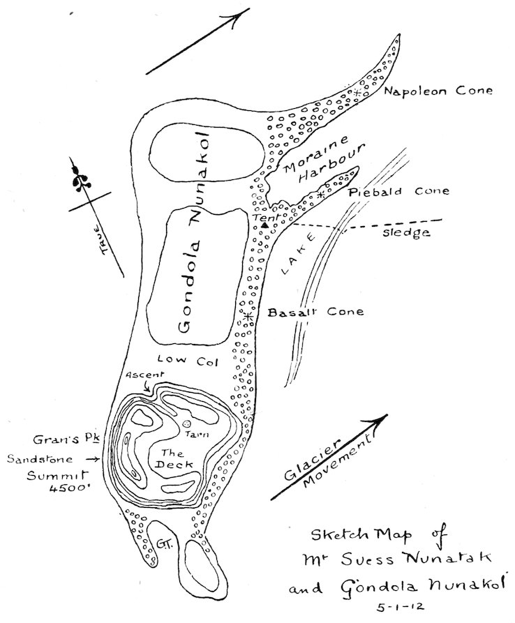 Sketch Map of Mt. Suess Nunatak and Gondola Nunakol 5·1·12
