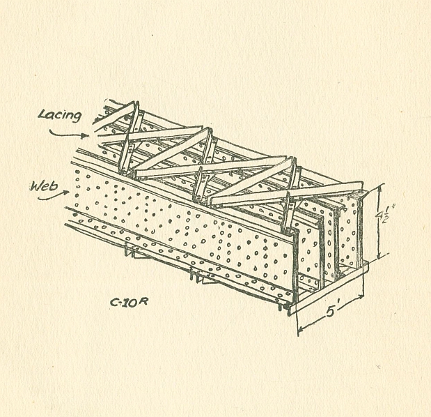 (sketch of part of a bridge truss)