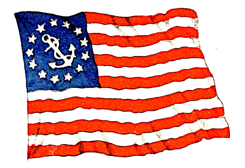 flag like the US flag but with an anchor surrounded by stars in the blue field