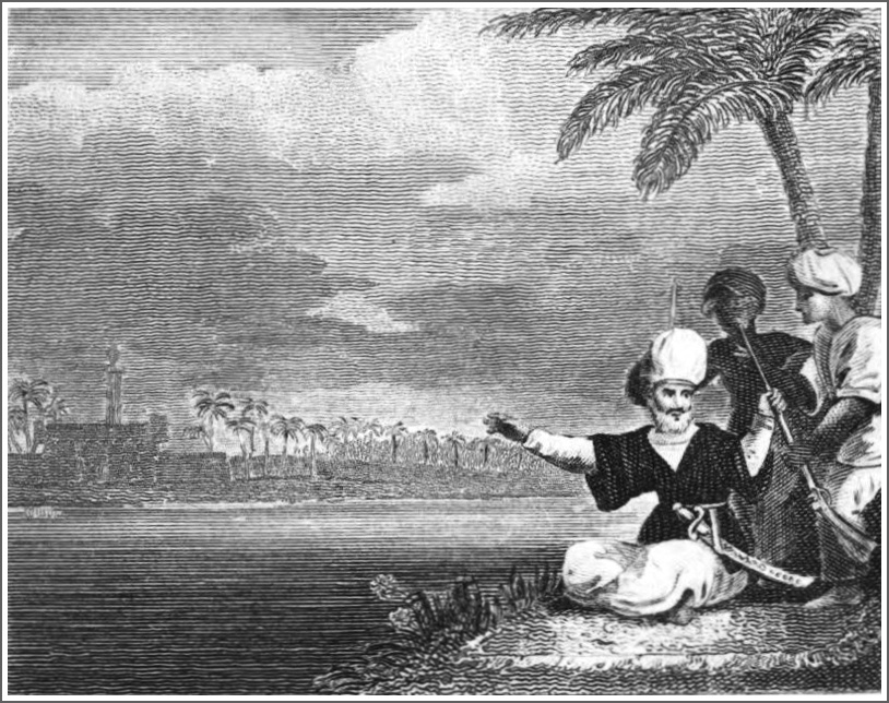 The Bashaw with rifle seated on the riverbank