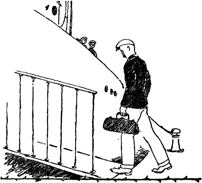 Der Autor besteigt das Schiff, um Ceylon zu verlassen