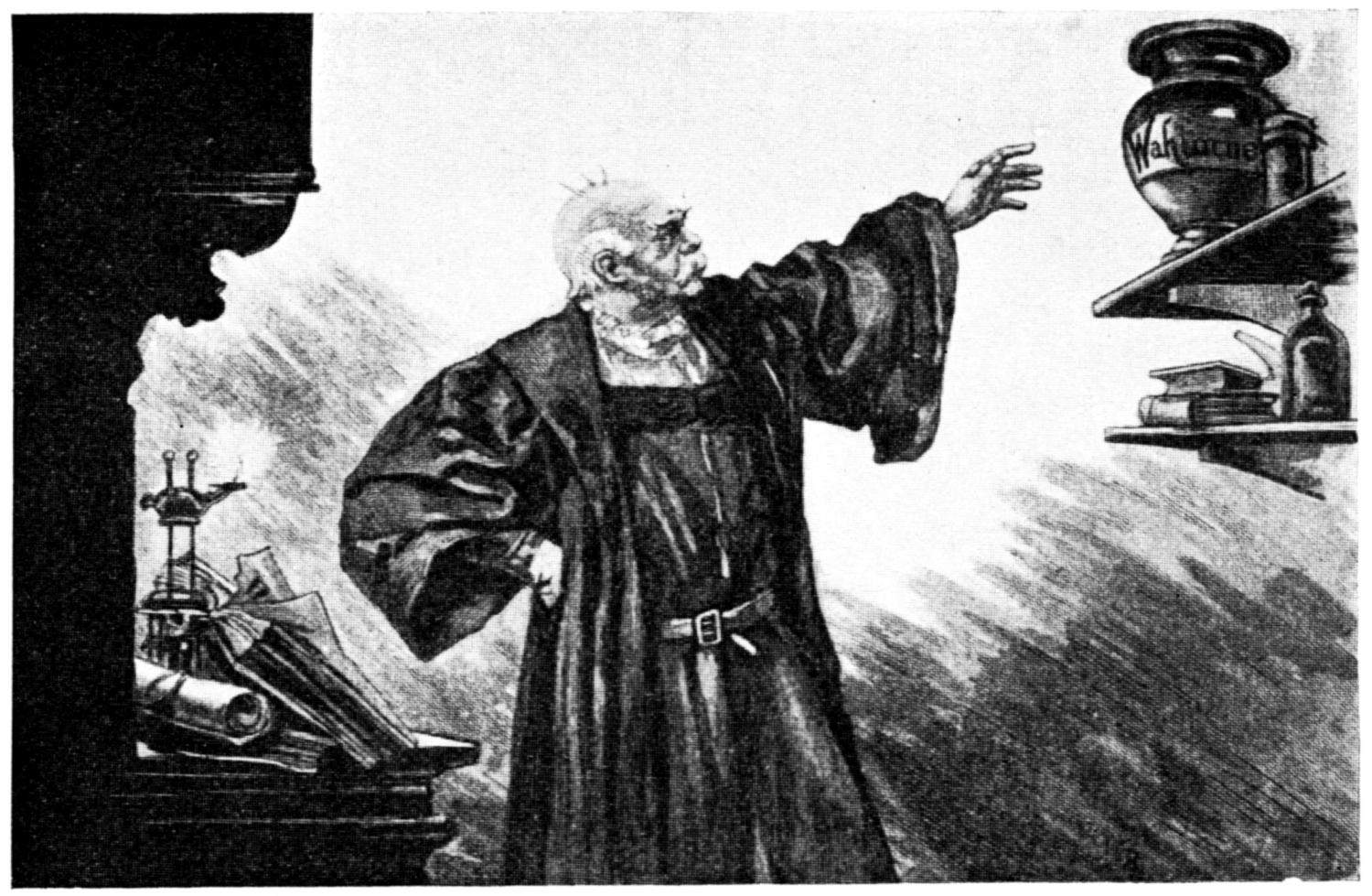 Faust: »Ich grüße dich, du einzige Phiole,<br> Die ich mit Andacht nun herunterhole!
