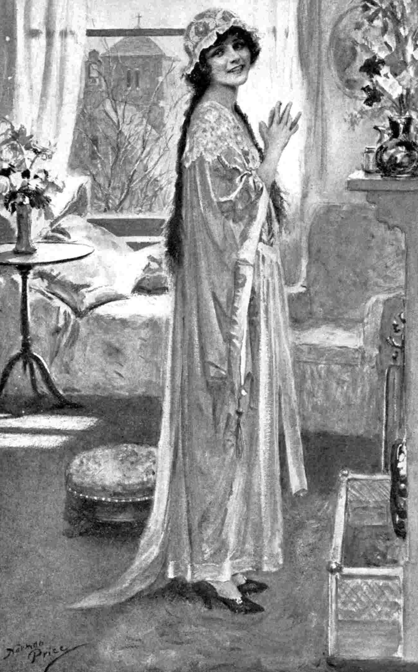 Smiling woman stands in room