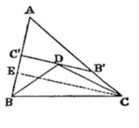 Triangle ABC with cevians concurrent at D and harmonic points B', C', E.