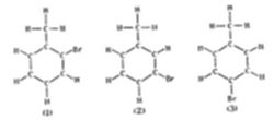 Three chemical structural diagrams (labeled with subscripts, likely 1, 2, 3) showing benzene ring derivatives with substituent groups at different ring positions — illustrating isomers of a disubstituted benzene compound.