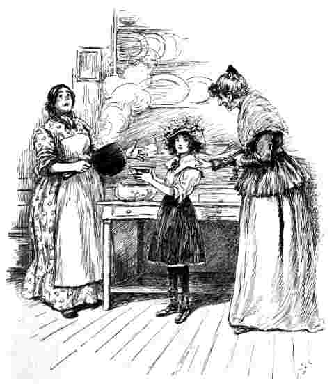 Betty is admonished by old woman in kitchen