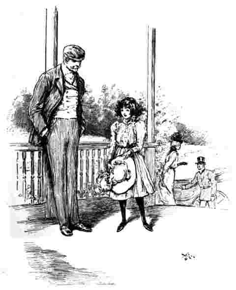 Man teases Betty on porch